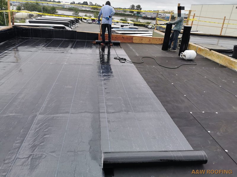 A&W Roofing Ltd commercial torch-on flat roof installation, South Surrey roofing contractor