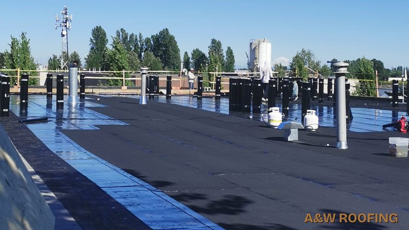 A&W Roofing Ltd commercial torch-on flat roof installation, South Surrey roofing contractor