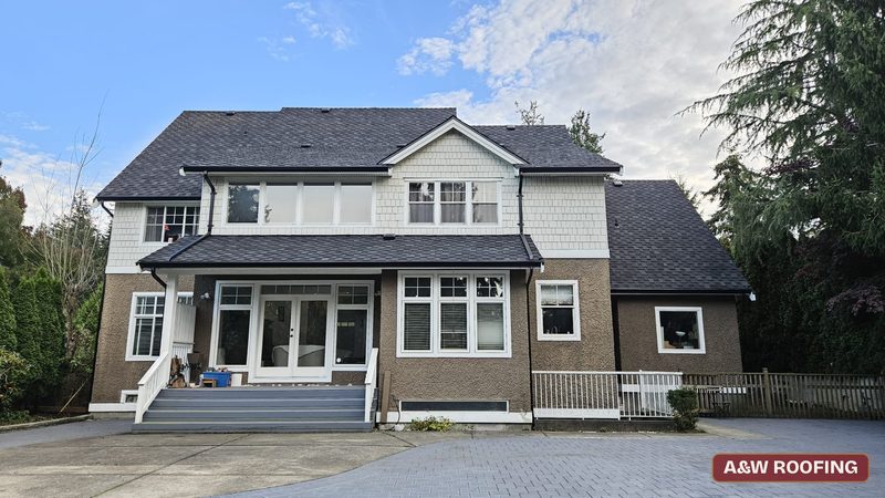 Finished shingle roof, rear elevation, South Surrey, A&W Roofing Ltd